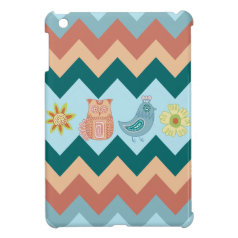 Cute Spring Chevron Whimsical Owls Birds Flowers iPad Mini Case