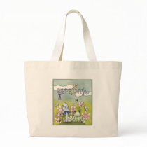 Cute spring design with animals and flowers canvas bag