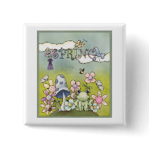 Cute spring design with animals and flowers buttons