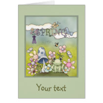 Cute spring design with animals and flowers greeting card