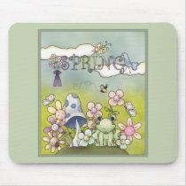 Cute spring design with animals and flowers mouse pads