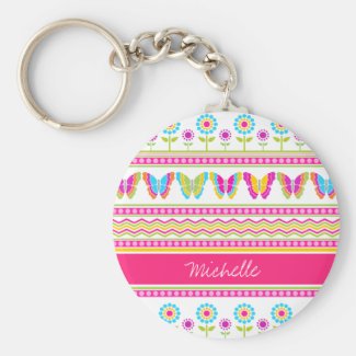 Cute spring flowers and butterflies key chains