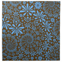 Cute Spring Flowers Blue and Brown Cloth Napkins