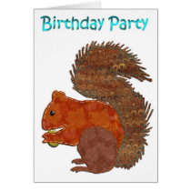 Cute Squirrel Applique Birthday Party Invitation Card