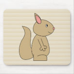 Cute Squirrel, Beige Stripe Background. Mouse Pads