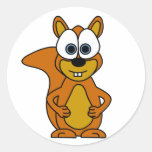 Cute Squirrel Cartoon Round Sticker