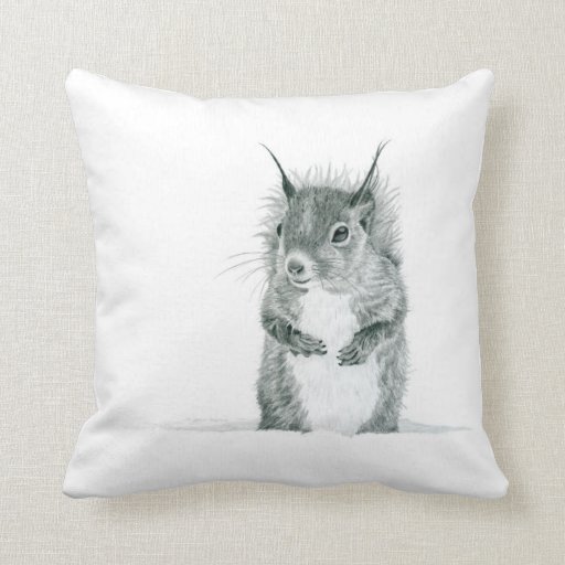 Cute Squirrel Drawing Pillow Zazzle
