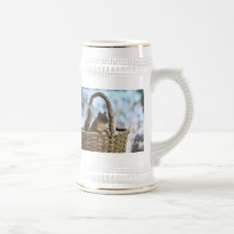 Cute Squirrel in a Basket in Winter Coffee Mugs