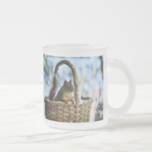 Cute Squirrel in a Basket in Winter Coffee Mugs
