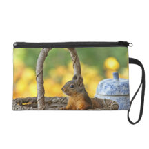 Cute Squirrel in a Basket Wristlet