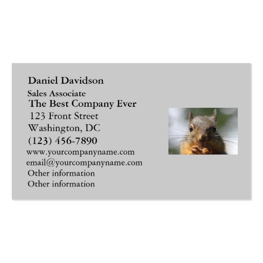 Cute Squirrel Smiling Photo Business Cards