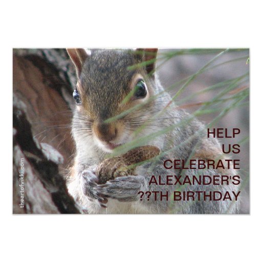 Cute Squirrel With Peanut Birthday Party Invite