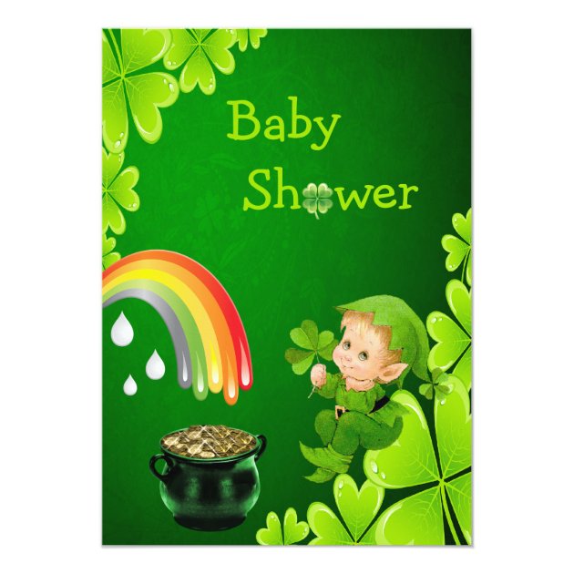 Cute St. Patrick's Day Baby Shower 5x7 Paper Invitation Card (front side)
