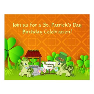 Cute St Patrick's Day Horse Birthday Invitation