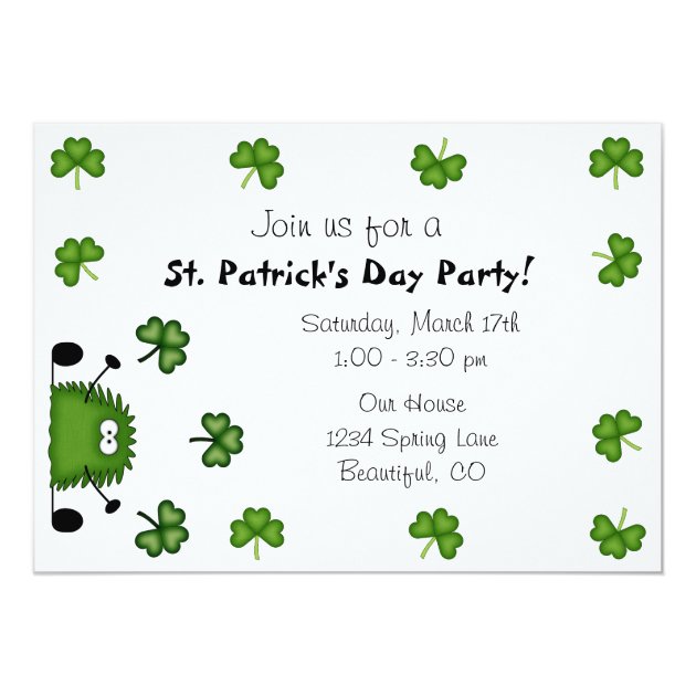 Cute St Patrick's Day Party Invitation (front side)