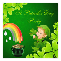 Cute St. Patrick's Day Party Personalized Invitations