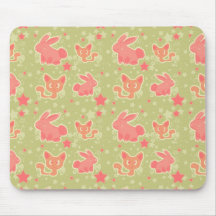 Cute Star Kitty and Bunny Pattern Mousepad