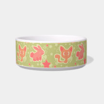 Cute Star Kitty and Bunny Pattern Pet Bowl
