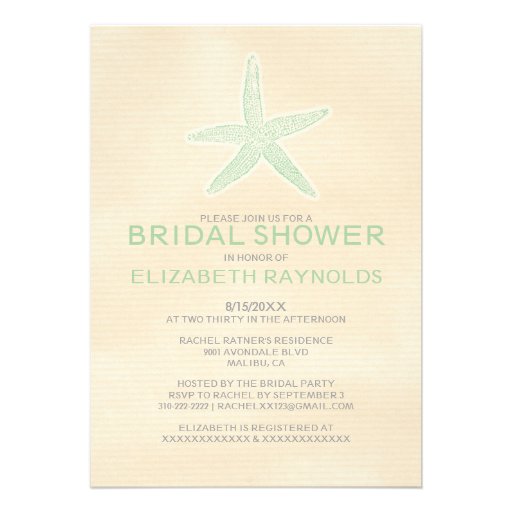 Cute Starfish Beach Bridal Shower Invitations