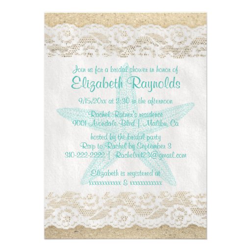 Cute Starfish Bridal Shower Invitations
