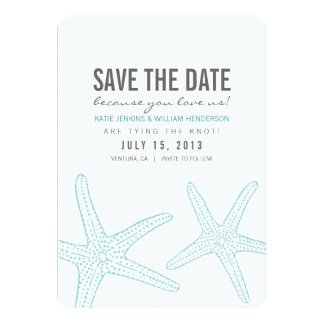 Cute Starfish Save the Date Card Custom Invitations
