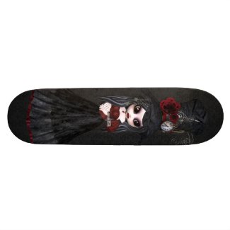 Cute Steampunk Goth Girl Black Skateboard zazzle_skateboard