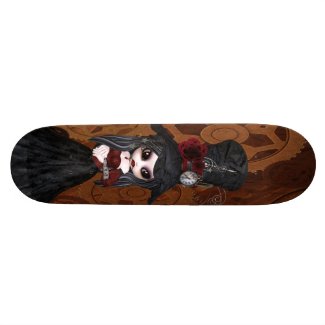 Cute Steampunk Goth Girl Gears Skateboard zazzle_skateboard