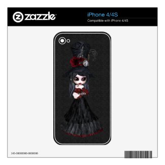 Cute Steampunk Goth Girl iPhone 4 Skin musicskins_skin