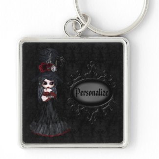 Cute Steampunk Goth Girl Personalized Key Chain zazzle_keychain