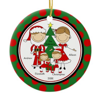 Cute Stick Figure Family of 4 Christmas Ornament