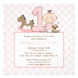 Cute Stick figure Girl 1st  Birthday Invitation