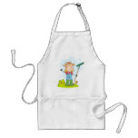 cute stick figure girl gardener farmer aprons