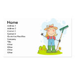 cute stick figure girl gardener farmer business cards