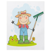 cute stick figure girl gardener farmer flyer