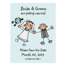 Cute Stick Figure Save the Date Postcards