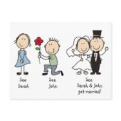 Cute Stick Figures Save the Date postcards Dick and Jane cartoon