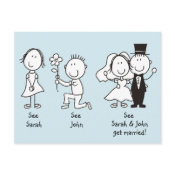 funny Save the Date postcards Dick and Jane cartoon design
