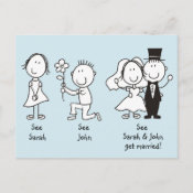 funny  Save the Date postcards Dick and Jane cartoon design
