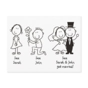 Cute Stick Figures Save the Date postcards funny Dick and Jane design