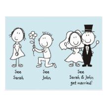 Cute Stick Figures Save the Date Postcards