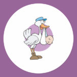 cute stork delivering baby