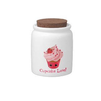 Cute Strawberry Cupcake Candy Jar