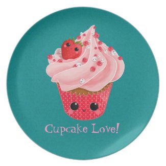 Cute Strawberry Cupcake Plate