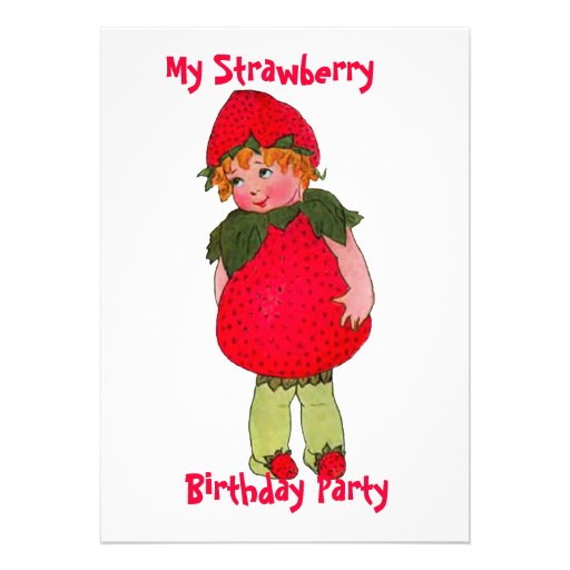 Cute Strawberry Kid Birthday Party Invitation