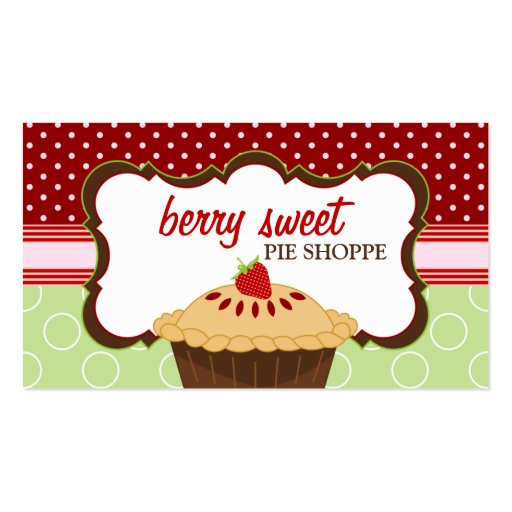 Cute Strawberry Pie Bakery Business Cards (front side)