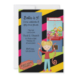 Cute, Striped, Arcade Birthday Girl Invitation