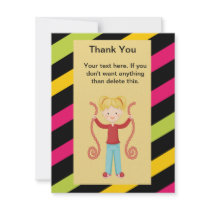 Cute, Striped, Arcade Birthday Girl Thank You