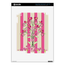 Cute stripes & swirling tree wth birds iPad 3 skin