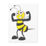 Cute Strong Bee Cartoon Custom Shirt postcard