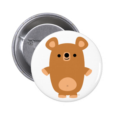 Cute Strong Cartoon Bear button badge